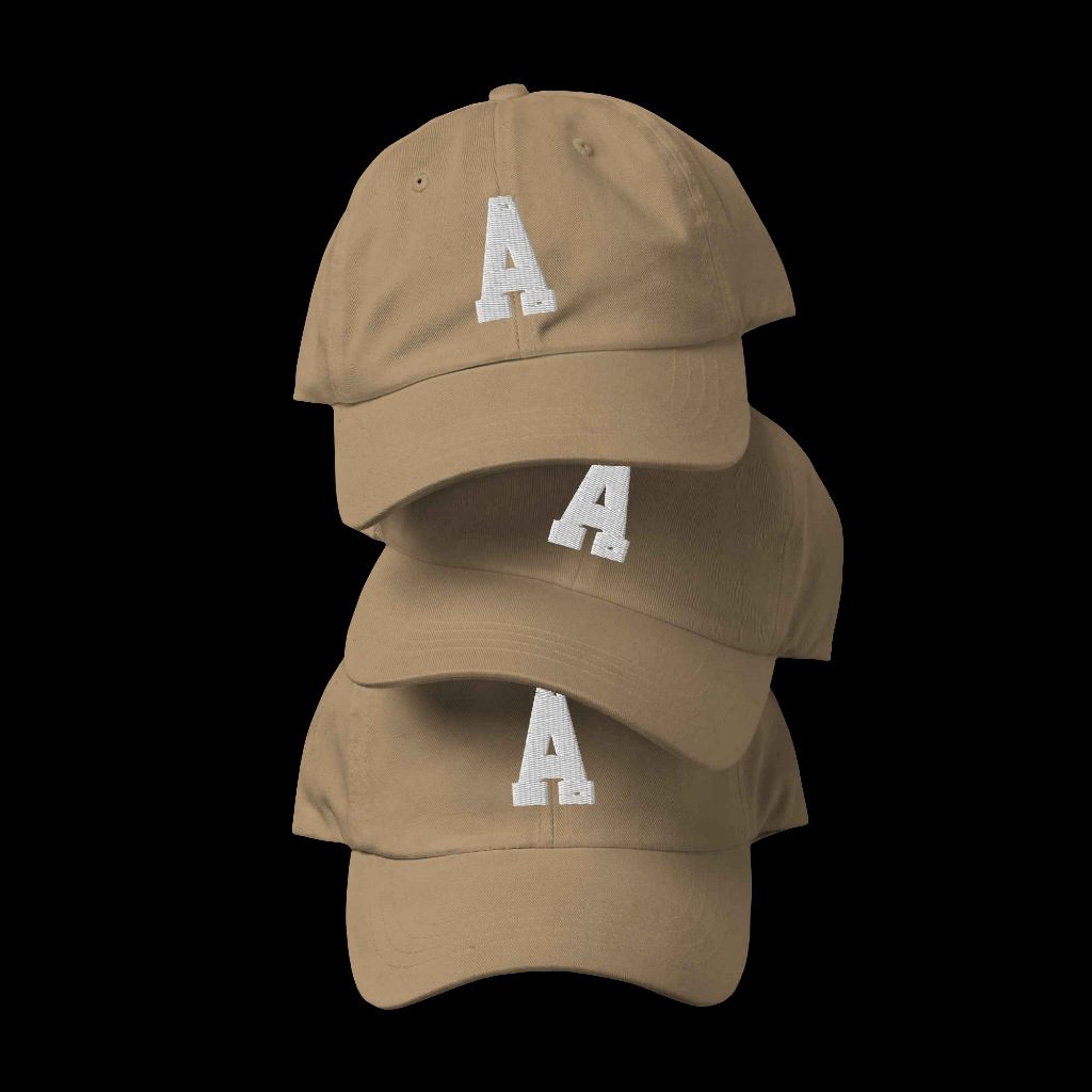 The "A" dad hat by Agape Seven Clothing Company