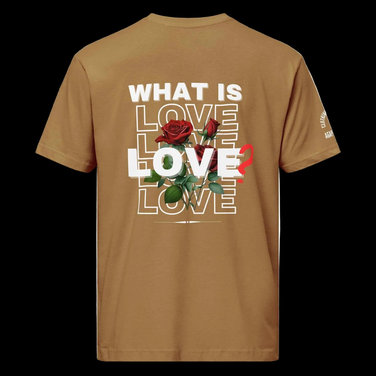 What is Love by Agape Seven Clothing Company graphic Jersey Tee