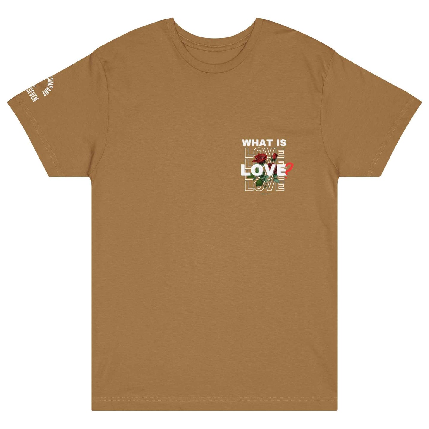 What is Love by Agape Seven Clothing Company graphic Jersey Tee