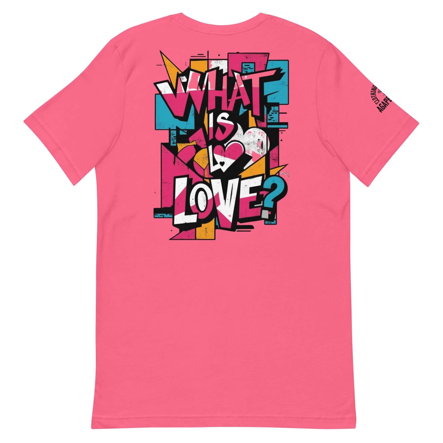 Agape Seven Christian tee asking “What Is Love” – gospel-inspired design