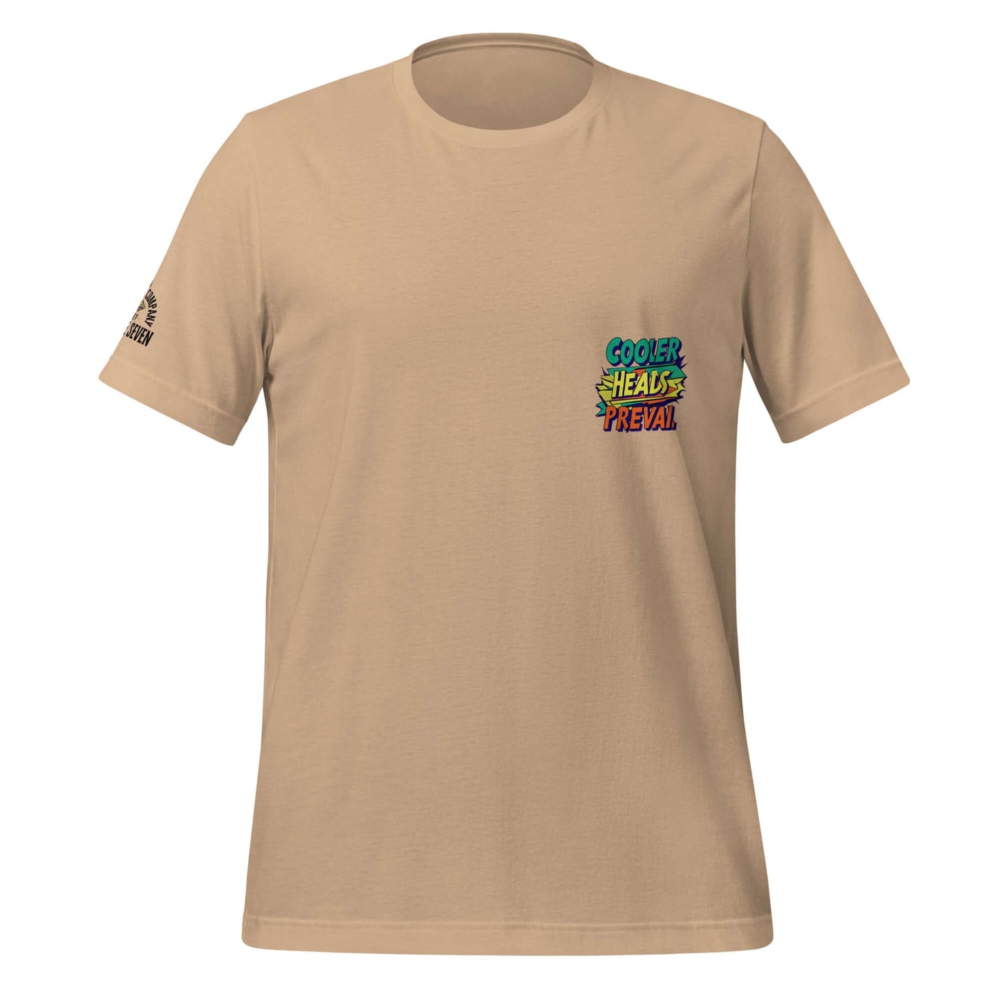 Cooler Heads Prevail tee by Agape Seven, bold custom streetwear